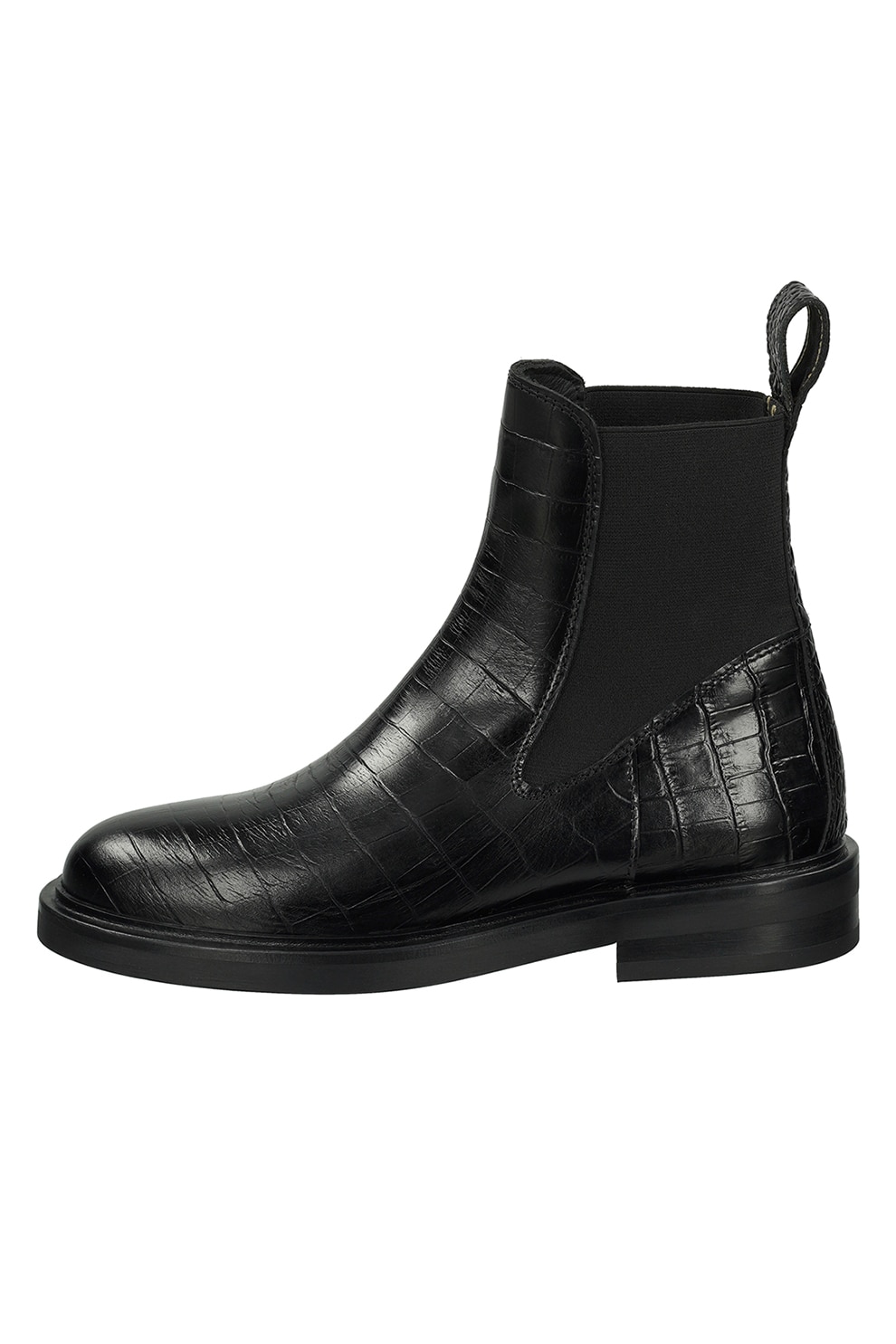 Scotch & Soda, Ghete Chelsea de piele cu aspect de piele de crocodil, Negru