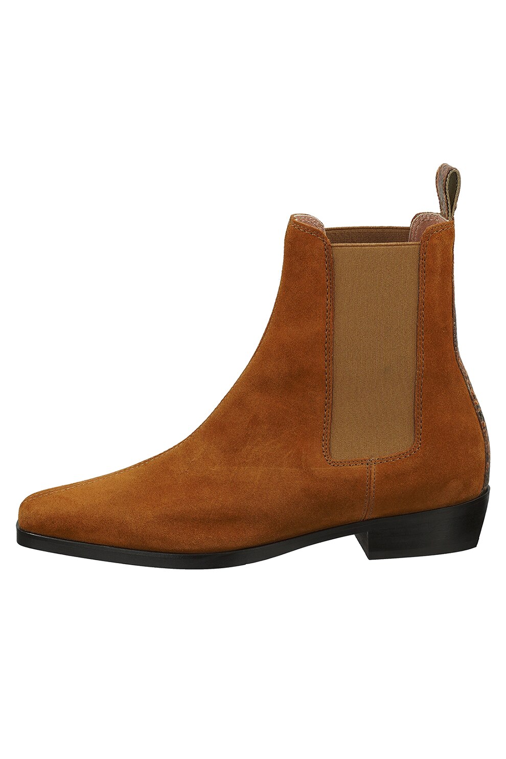 Scotch & Soda, Ghete Chelsea de piele intoarsa cu detaliu cu model piele de reptila 23753419, Maro