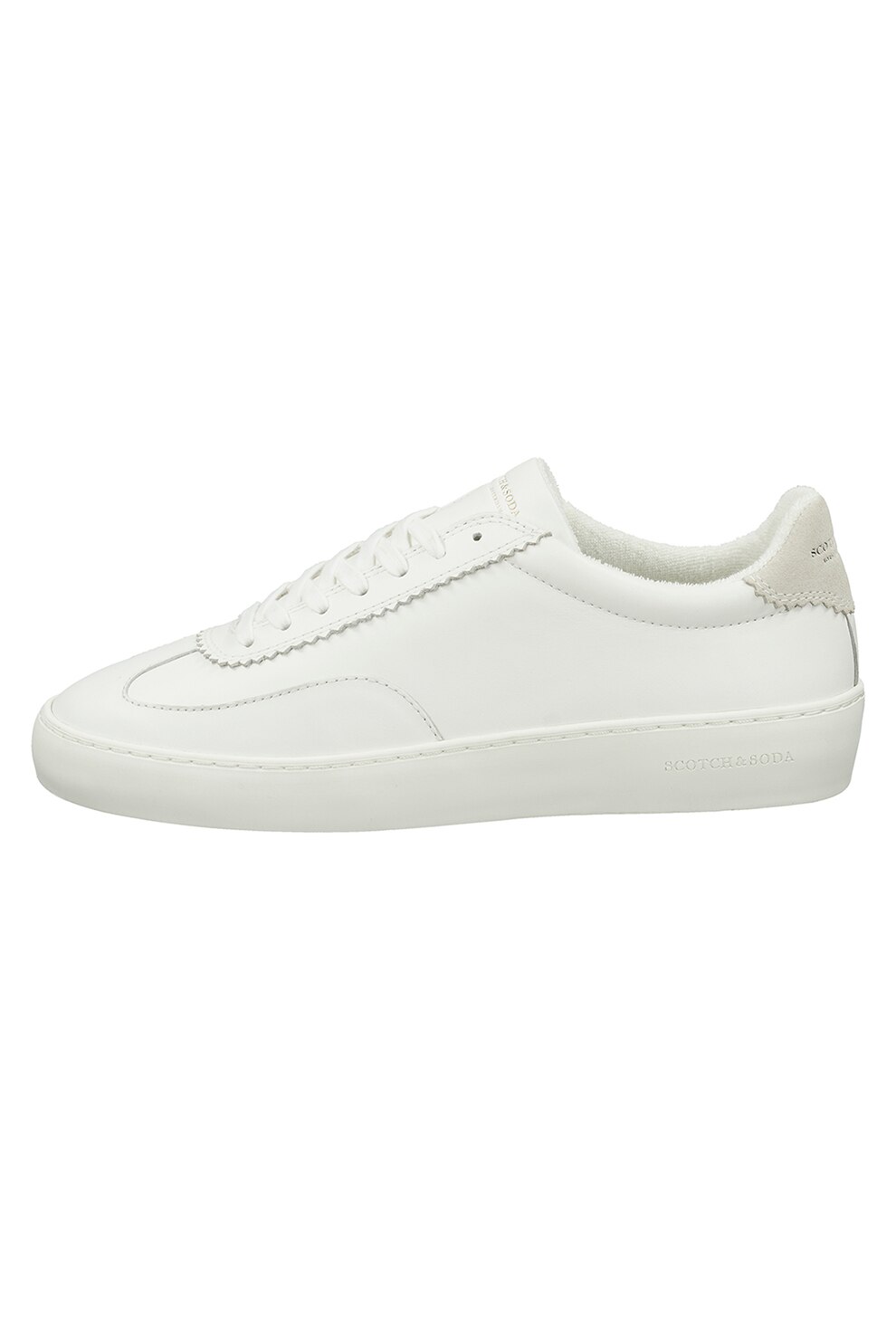 Scotch & Soda, Pantofi sport de piele cu aplicatie logo, Alb
