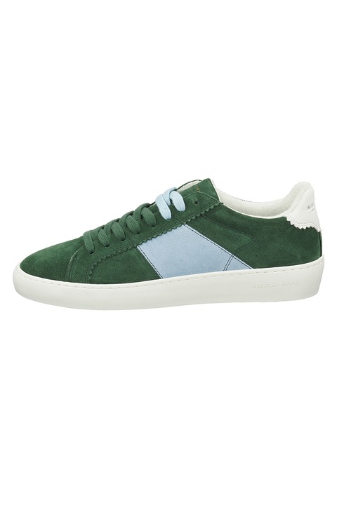 Scotch & Soda, Pantofi sport de piele intoarsa Plakka, Verde/Albastru azur, 41