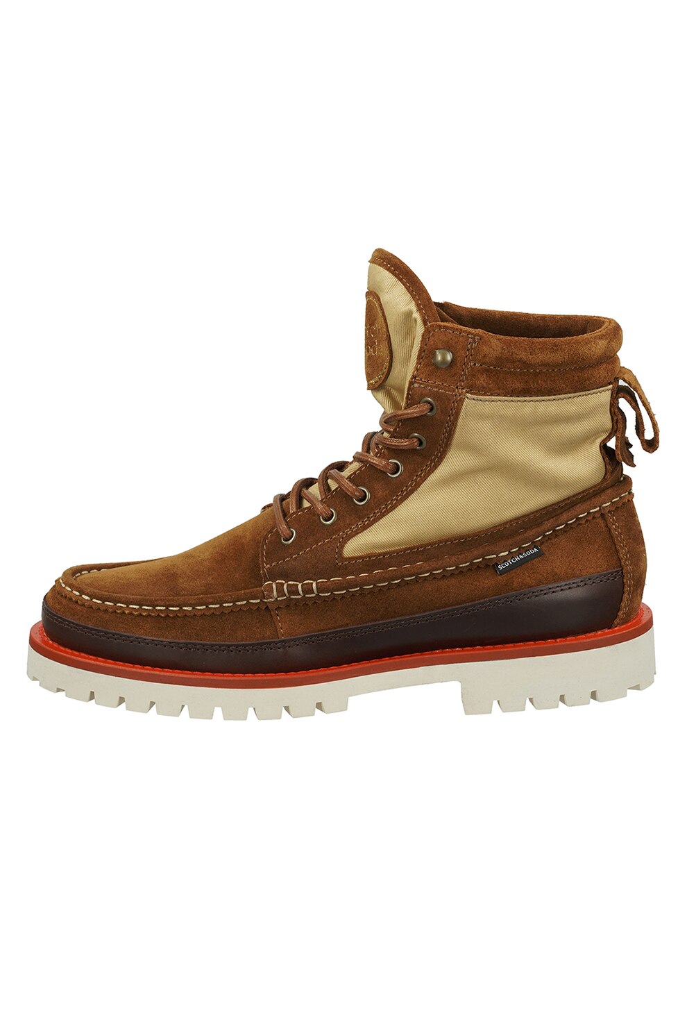 Scotch & Soda, Bocanci de piele intoarsa cu logo, Maro