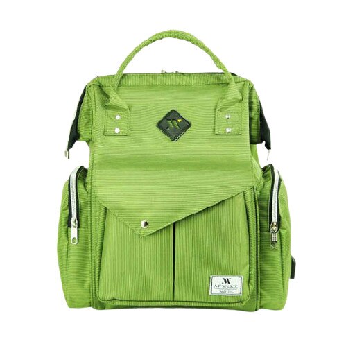 Rucsac pentru mamici, cu mufa USB, verde