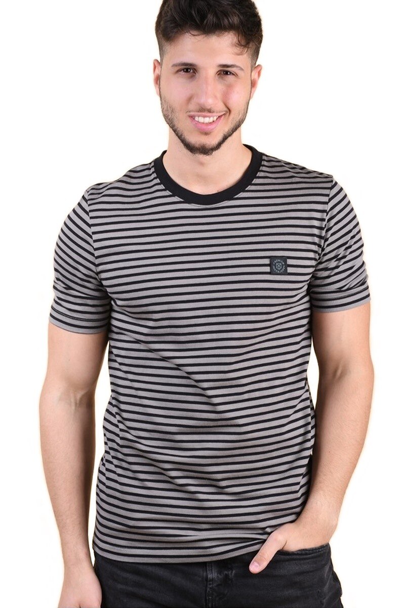 Tricou barbati clasic in dungi, Verde masliniu, Jack & Jones, Marimea L 50 EU