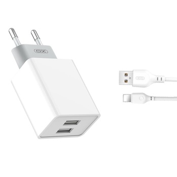 Incarcator retea USB cu cablu micro-USB, XO-L65, 2 X USB, 2.4A, Alb Incarcator retea USB cu cablu micro-USB, XO-L65, 2 X USB, 2.4A, Alb