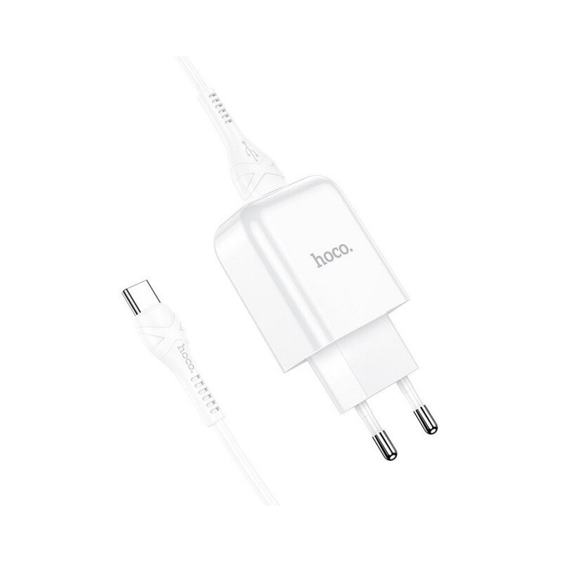 Incarcator Retea Hoco 1x Usb 2a, Cu Cablu Type-c, Alb - 6160