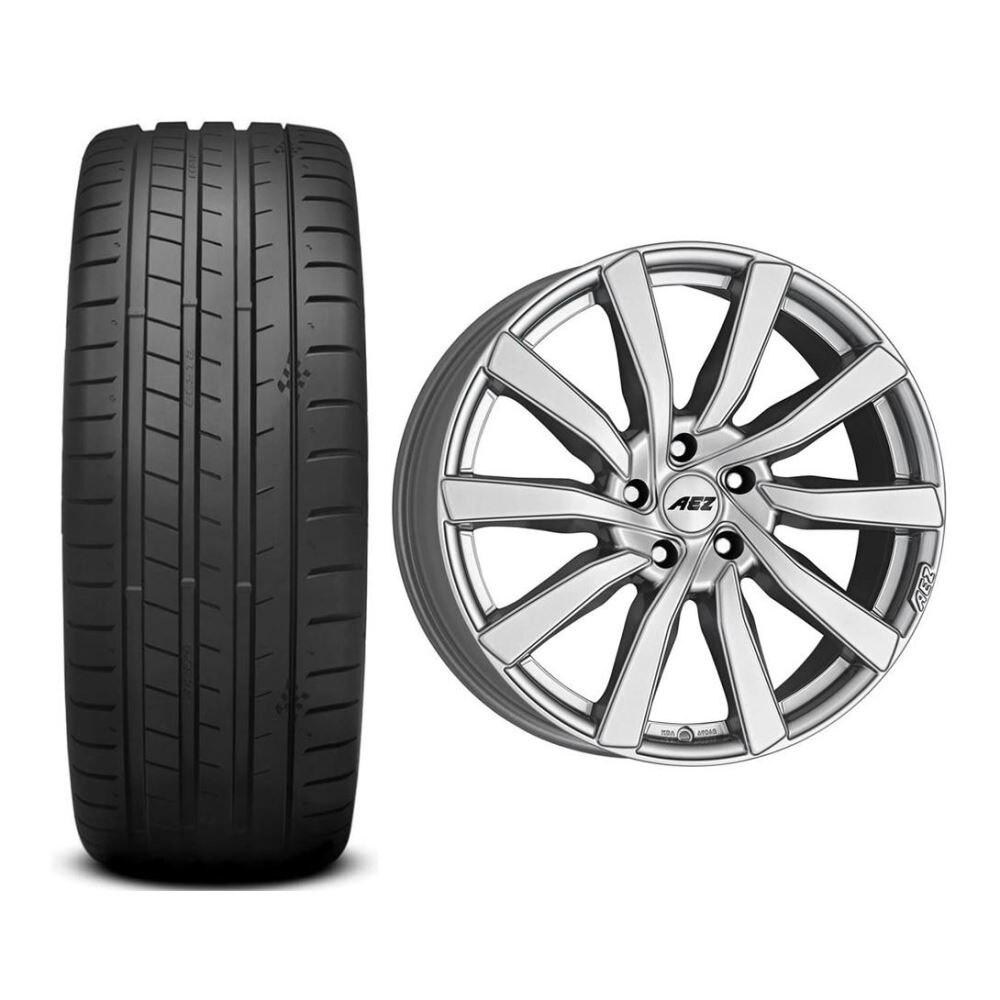 Roata completa Hyundai Tucson janta aliaj AEZ Reef si 5x114.3, 19 inch si anvelopa vara Kumho PS71 245/45R19 102Y si Senzor presiune ALCAR