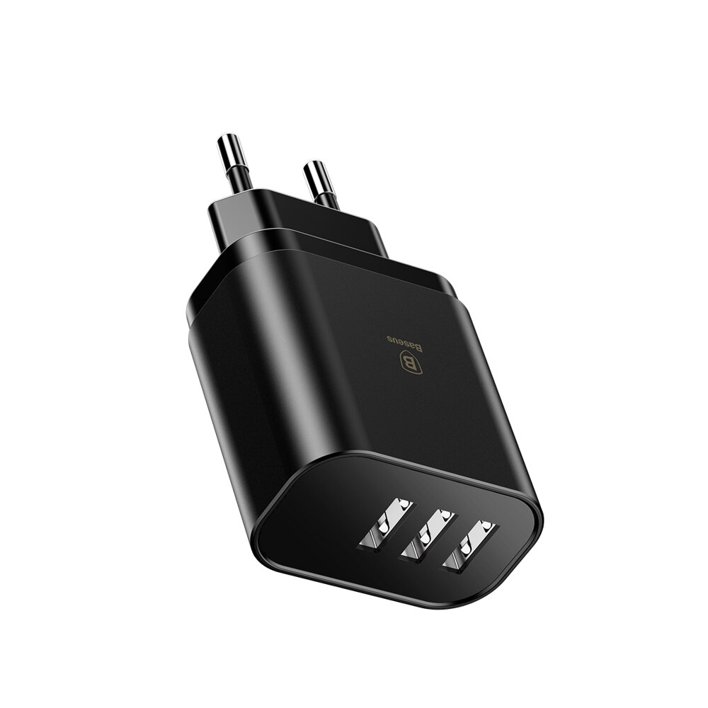 Incarcator retea Baseus, cu ecran inteligent, 3 x USB, 3.4A, Negru