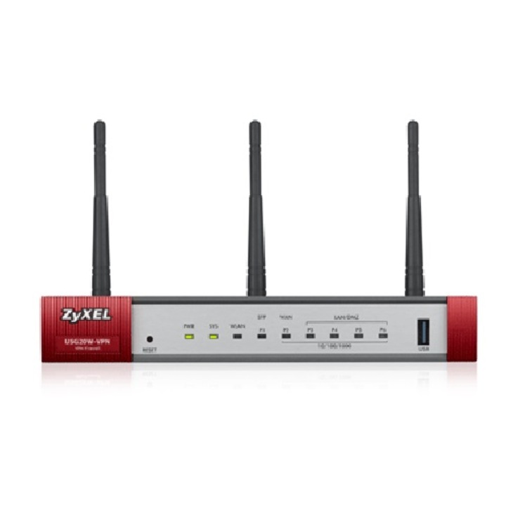 Acces point, Zyxel, USG 20W-VPN firewall, 10x VPN, 1x WAN, 1x port USB, Alb/Rosu