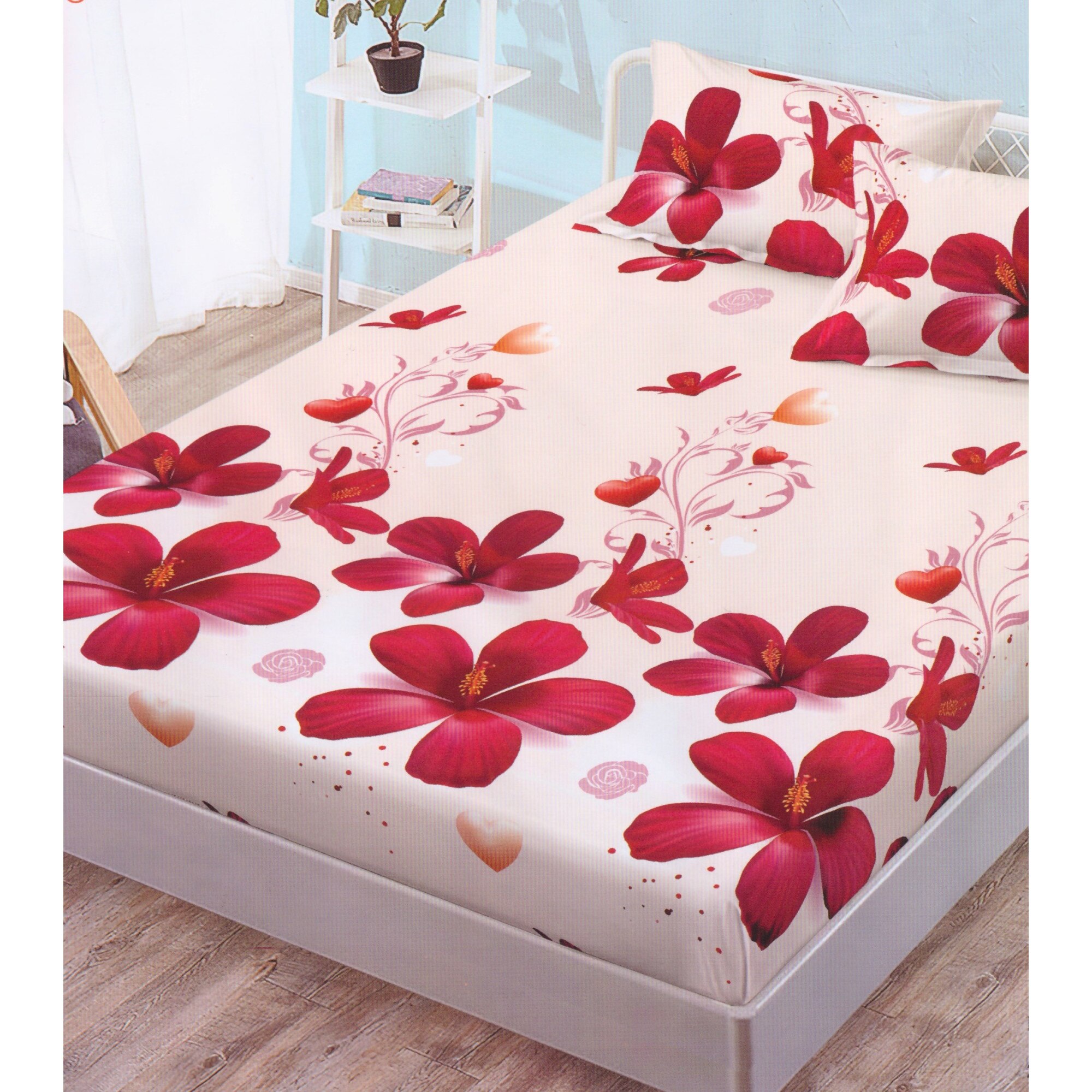 Set husa de pat cu elastic 180x200 cm si doua fete de perna - HFC19