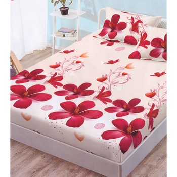 Set husa de pat cu elastic 180x200 cm si doua fete de perna - HFC19 Set husa de pat cu elastic 180x200 cm si doua fete de perna - HFC19