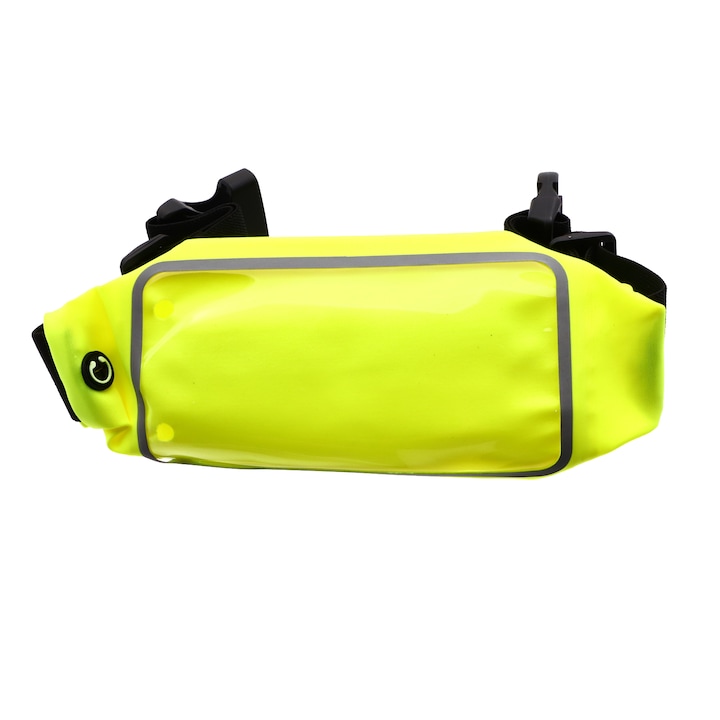 Спортна чанта за телефон с изход за слушалки, регулируема, водоустойчива, 5.5", Флуоресцентно жълта