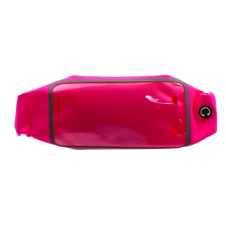 Спортна чанта за телефон с изход за слушалки, регулируема, водоустойчива, 5.5", Розова
