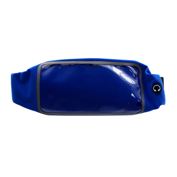Спортна чанта за телефон с изход за слушалки, регулируема, водоустойчива, 5.5", Синя