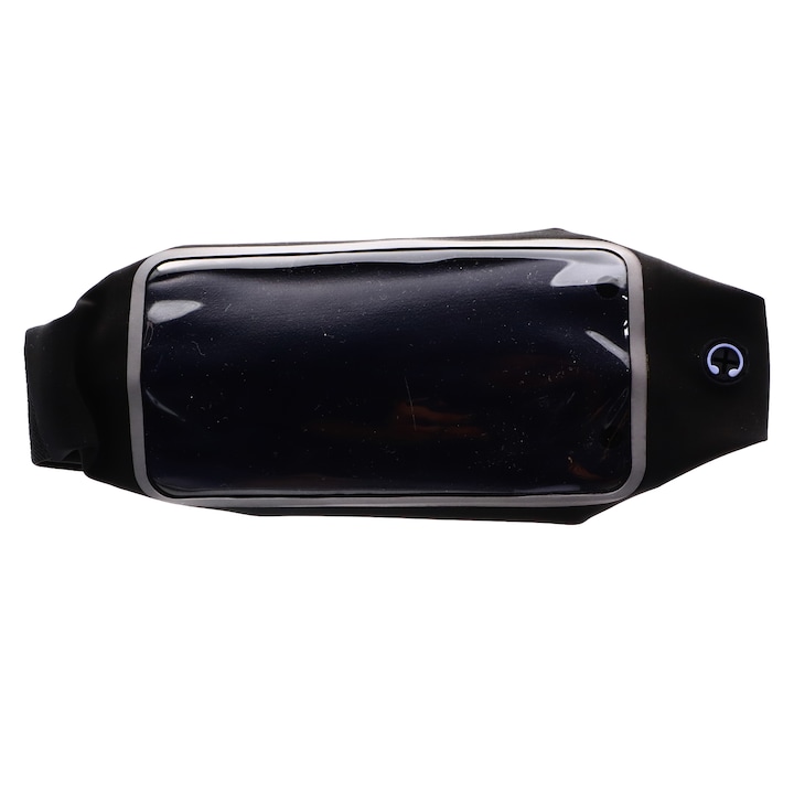 Спортна чанта за телефон с изход за слушалки, регулируема, водоустойчива, 5.5", Черна