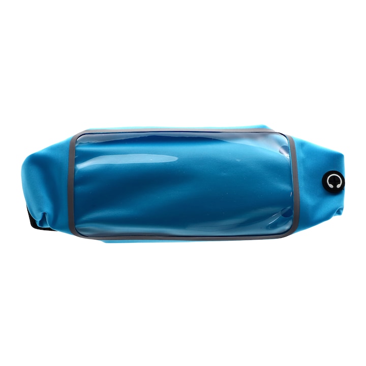 Спортна чанта за телефон с изход за слушалки, регулируема, водоустойчива, 5.5", Синя