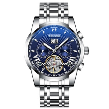 Ceas barbatesc mecanic Tevise® T9005F, automatic, analog, tourbillion, calendar, rezistent la apa, indicatoare luminoase, bratara metalica, argintiu Ceas barbatesc mecanic Tevise® T9005F, automatic, analog, tourbillion, calendar, rezistent la apa, indicatoare luminoase, bratara metalica, argintiu