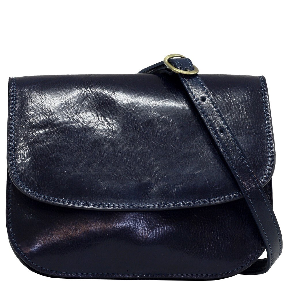 Geanta albastra de dama, casual, piele naturala vachetta, Suveran