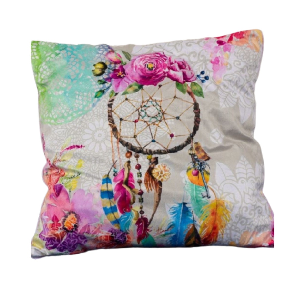 Perna Decorativa 50x50 cm, Puf siliconic si Catifea, Multicolor, Z08-20