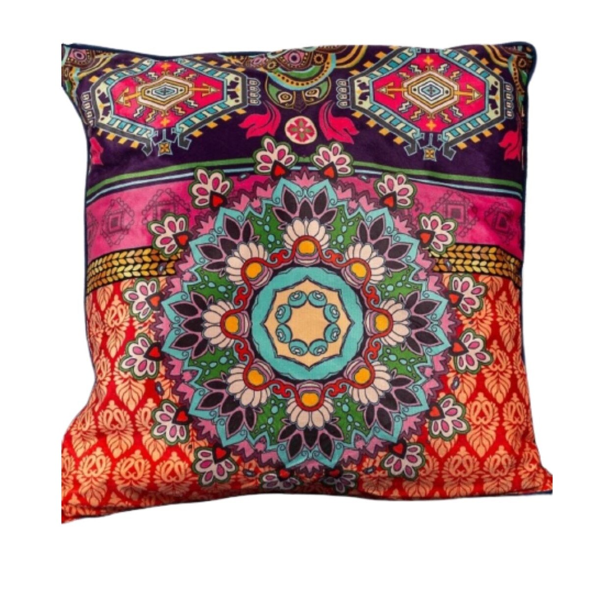 Perna Decorativa 50x50 cm, Puf siliconic si Catifea, Multicolor, Z08-10