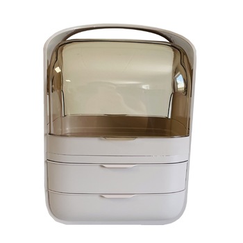 Cutie depozitare cosmetice cu sertare si capac rabatabil, organizator, inaltime 35 cm Cutie depozitare cosmetice cu sertare si capac rabatabil, organizator, inaltime 35 cm