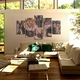 Set Tablouri Multicanvas 5 piese, Art Star, Lei in mediul lor, Animale, Panza pe cadru de lemn, Decoratiuni Moderne pentru Casa, 80 x 150 cm