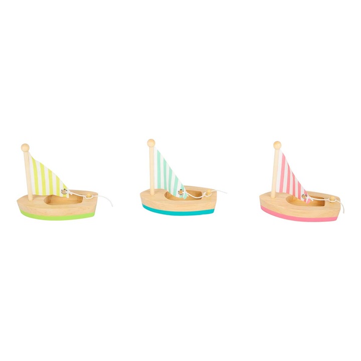 3 darabos vitorlás fa hajó készlet, 2 éves kortól