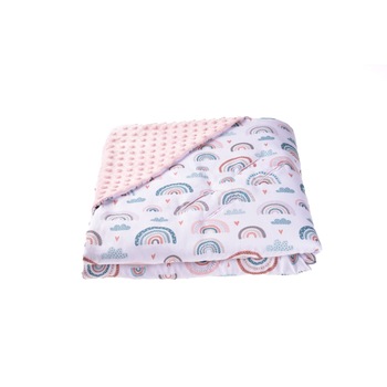 Paturica scaun auto model curcubee cu plus roz pal 75x75 cm Paturica scaun auto model curcubee cu plus roz pal 75x75 cm