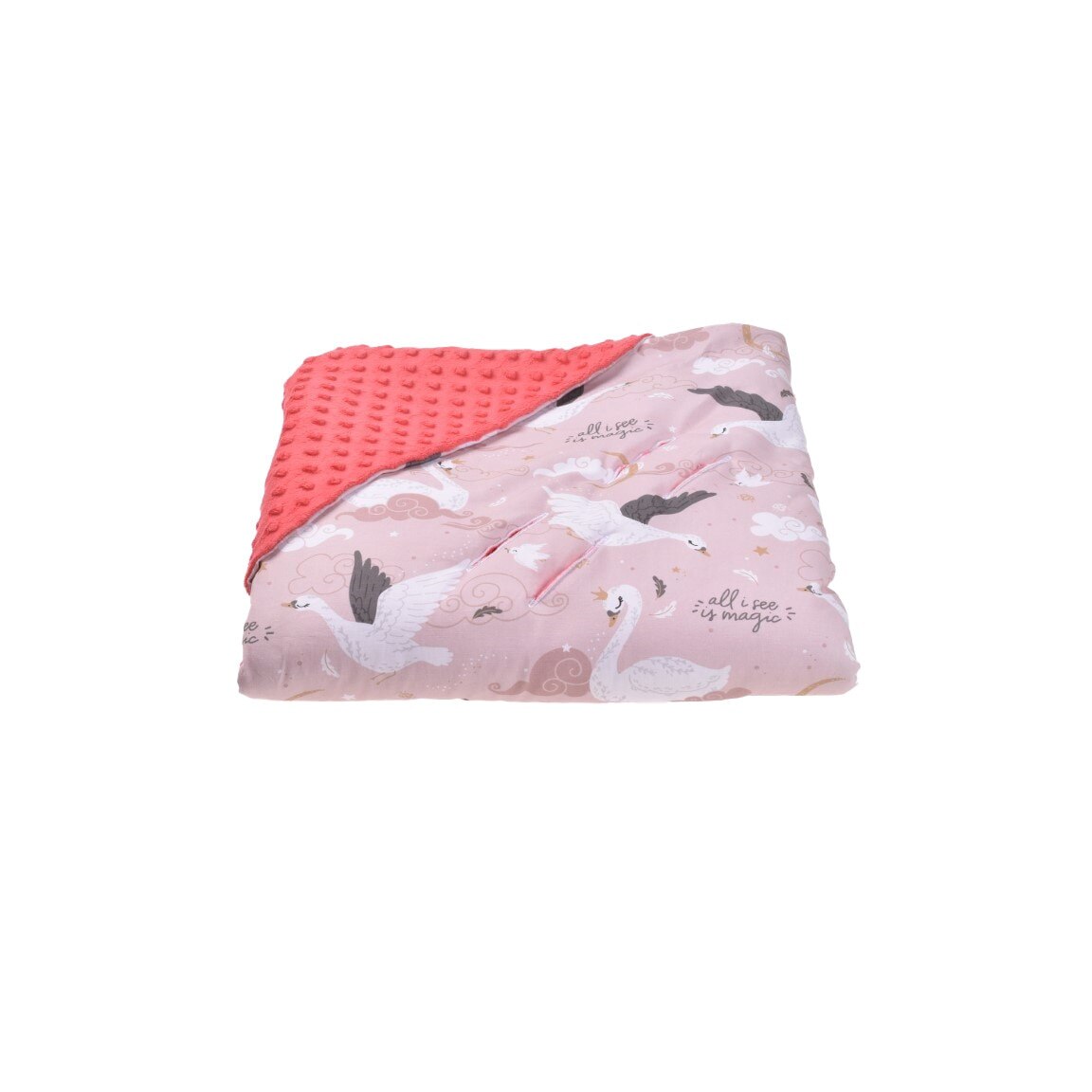 Paturica scaun auto model lebede si plus fucsia 75x75 cm