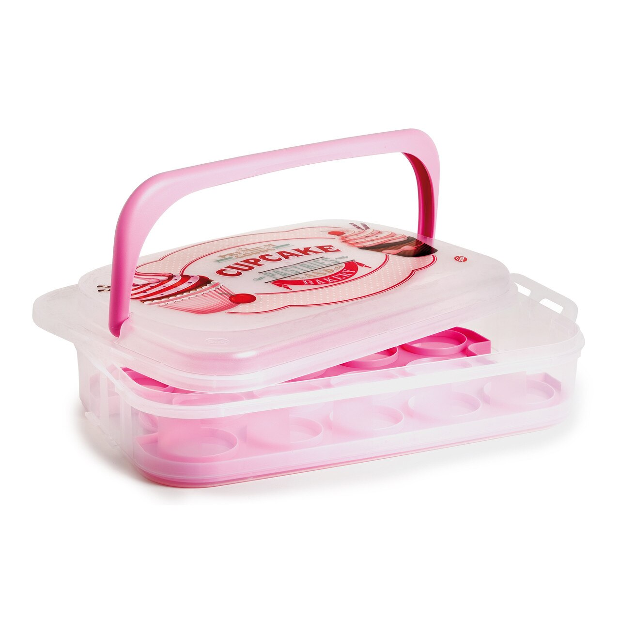 Cutie alimentara pentru briose, Snips, 14 briose, 7 L, polipropilena, roz