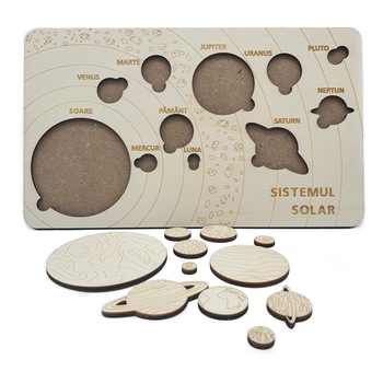 Puzzle educativ Sistemul Solar, lemn, 12 piese Puzzle educativ Sistemul Solar, lemn, 12 piese