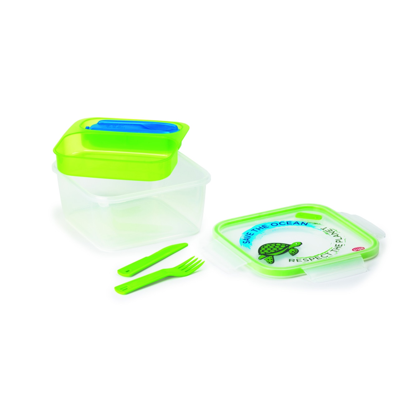 Caserola, Snips, Lunchbox Turtle, 18x18x8.5 cm, 1.4 L, polipropilena, verde