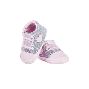 Papucei bebe, gri cu buline roz Papucei bebe, gri cu buline roz