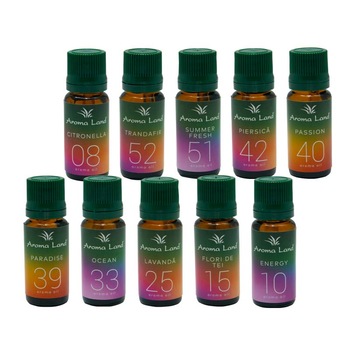 Set de 10 uleiuri volatile Summer Vibes, Aroma Land, 10 ml Set de 10 uleiuri volatile Summer Vibes, Aroma Land, 10 ml
