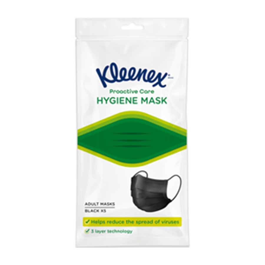 Set 5 bucati Masti de protectie Kleenex Protective, masca fata pentru adulti, 3 straturi
