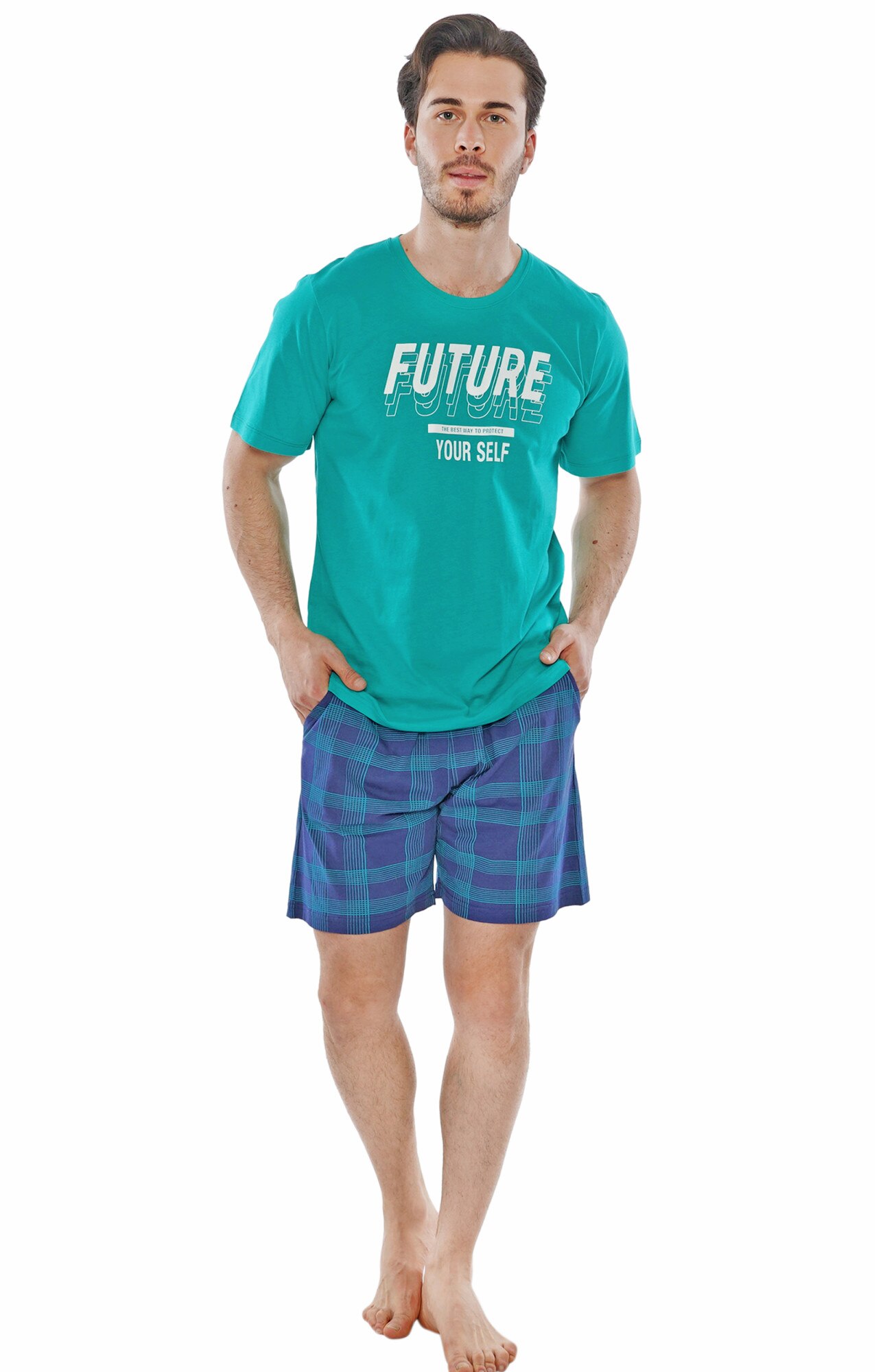 Pijama barbati Gazzaz by Vienetta, model Future, verde