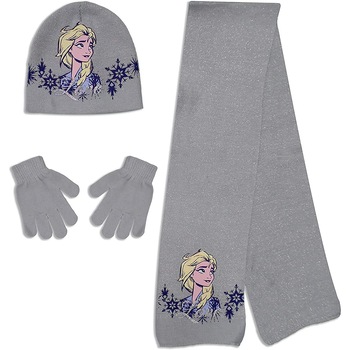Set iarna caciula manusi fular Frozen Elsa 8540, Gri Set iarna caciula manusi fular Frozen Elsa 8540, Gri