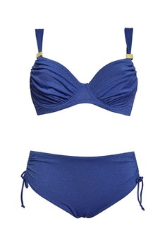 Costum de baie din doua piese format din sutien fara burete si chilot cu talie reglabila, Lux, Intimamoda, Model stralucitor LU93, Bleumarin Costum de baie din doua piese format din sutien fara burete si chilot cu talie reglabila, Lux, Intimamoda, Model stralucitor LU93, Bleumarin