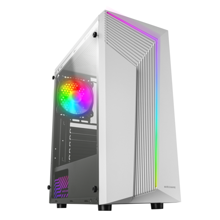 Sistem Desktop PC Gaming GRT White RGB cu procesor Intel® Core™ i3-10100F pana la 4.30GHz, 8GB DDR4, 1TB HDD, 120GB SSD, GeForce® GT 1030 2GB GDDR5