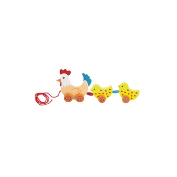 Jucarie de tras Gaina+2 pui Multicolor Jucarie de tras Gaina+2 pui Multicolor