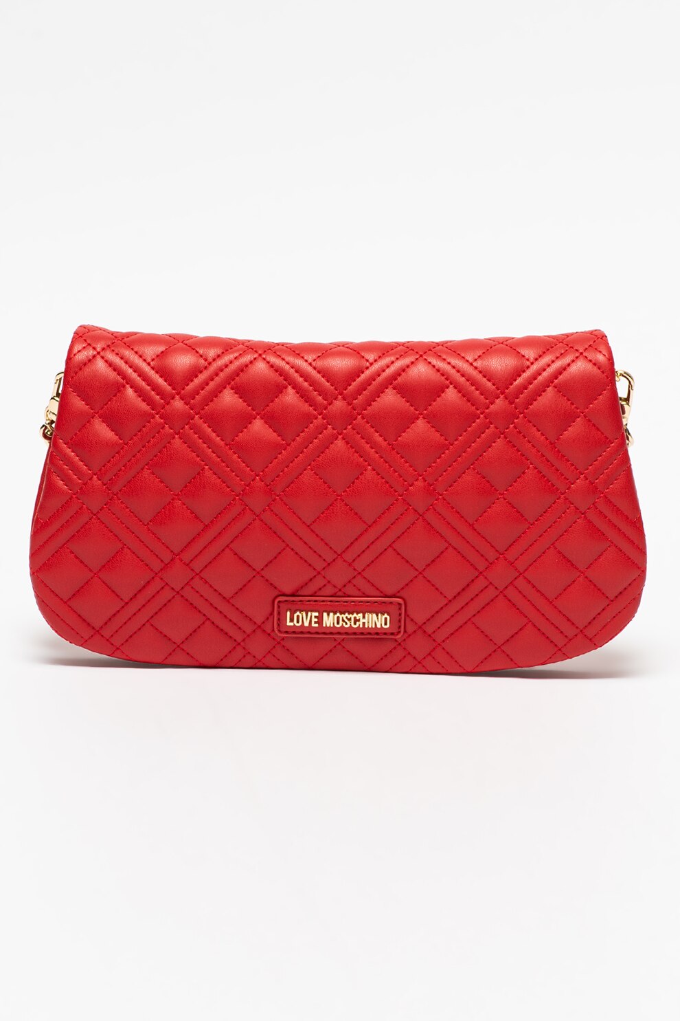 Love Moschino, Geanta matlasata din piele ecologica cu bareta de umar, Roşu