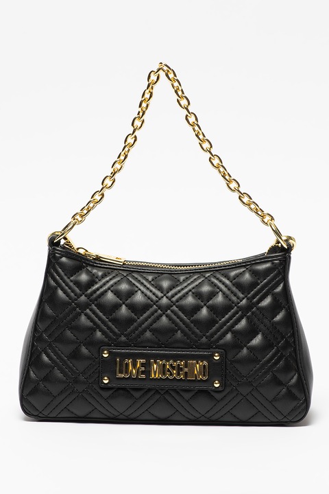 Love Moschino, Geanta matlasata cu design elegant, Negru, 26 x 16 x 9 cm