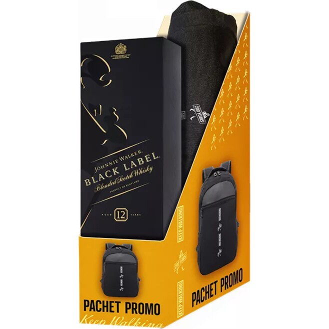 Pachet Whisky Johnnie Walker Black 0.7L + Rucsac