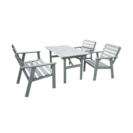 Set mobilier gradina Kynast, masa + 1 banca + 2 scaune, lemn, gri