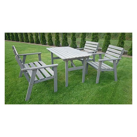 Set mobilier gradina Kynast, masa + 1 banca + 2 scaune, lemn, gri