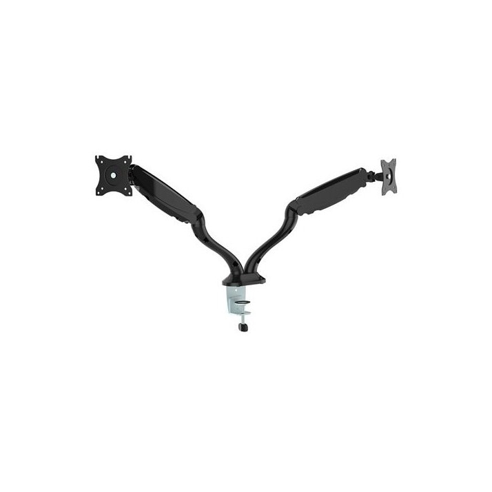 Suport de birou cu 2 brate reglabile, pentru doua monitoare, 13-27 inch, Negru