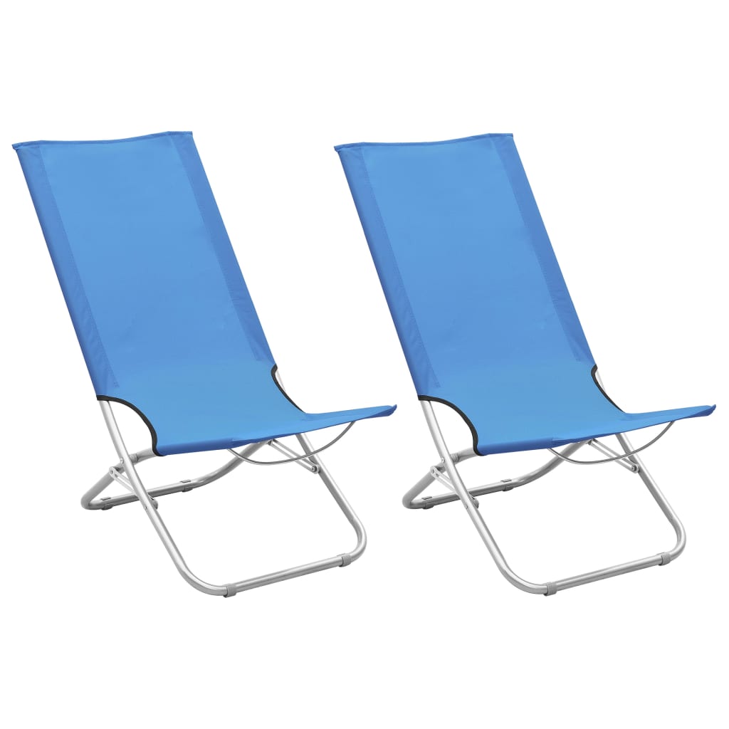 Set de 2 scaune de plaja, vidaXL, Tesatura Oxford-otel, 48 x 48 x 84 cm, Albastru