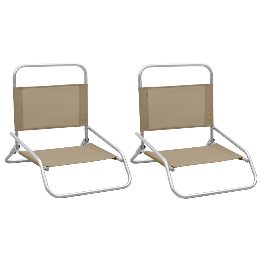 Set de 2 scaune de plaja, vidaXL, Tesatura Oxford-otel, 51 x 61 x 58 cm, Gri taupe