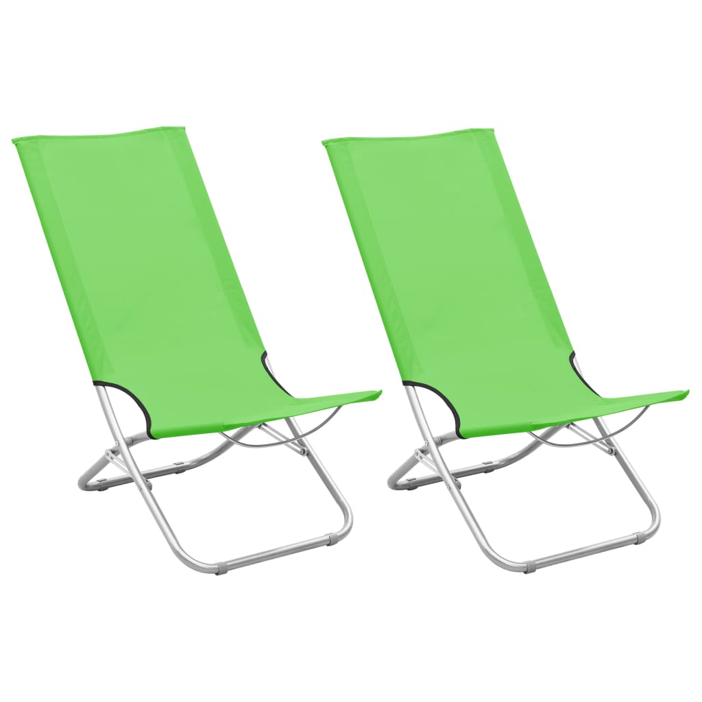 Set de 2 scaune de plaja, vidaXL, Tesatura Oxford-otel, 48 x 48 x 84 cm, Verde