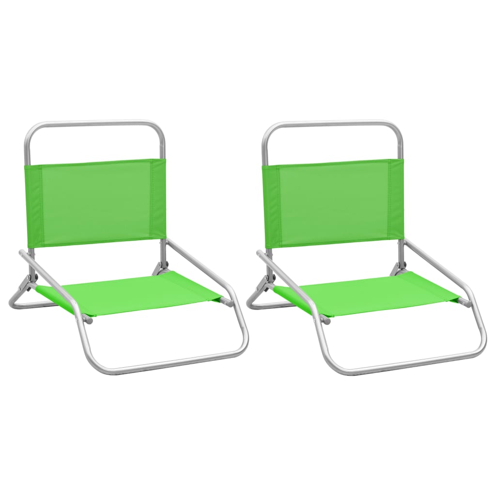 Set de 2 scaune de plaja, vidaXL, Tesatura Oxford-otel, 51 x 61 x 58 cm, Verde