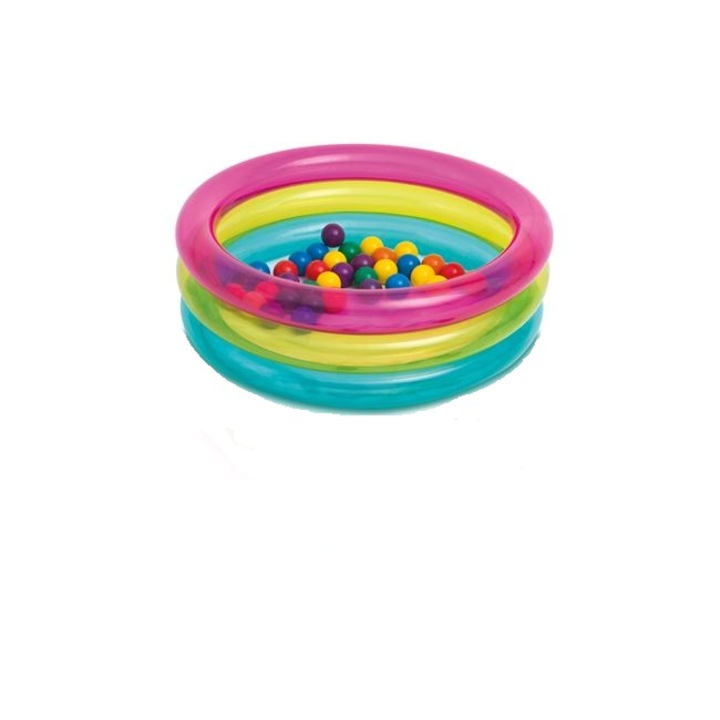 Felfújható medence, 50 színes golyóval gyerekeknek, 86 cm-es, Multicolor